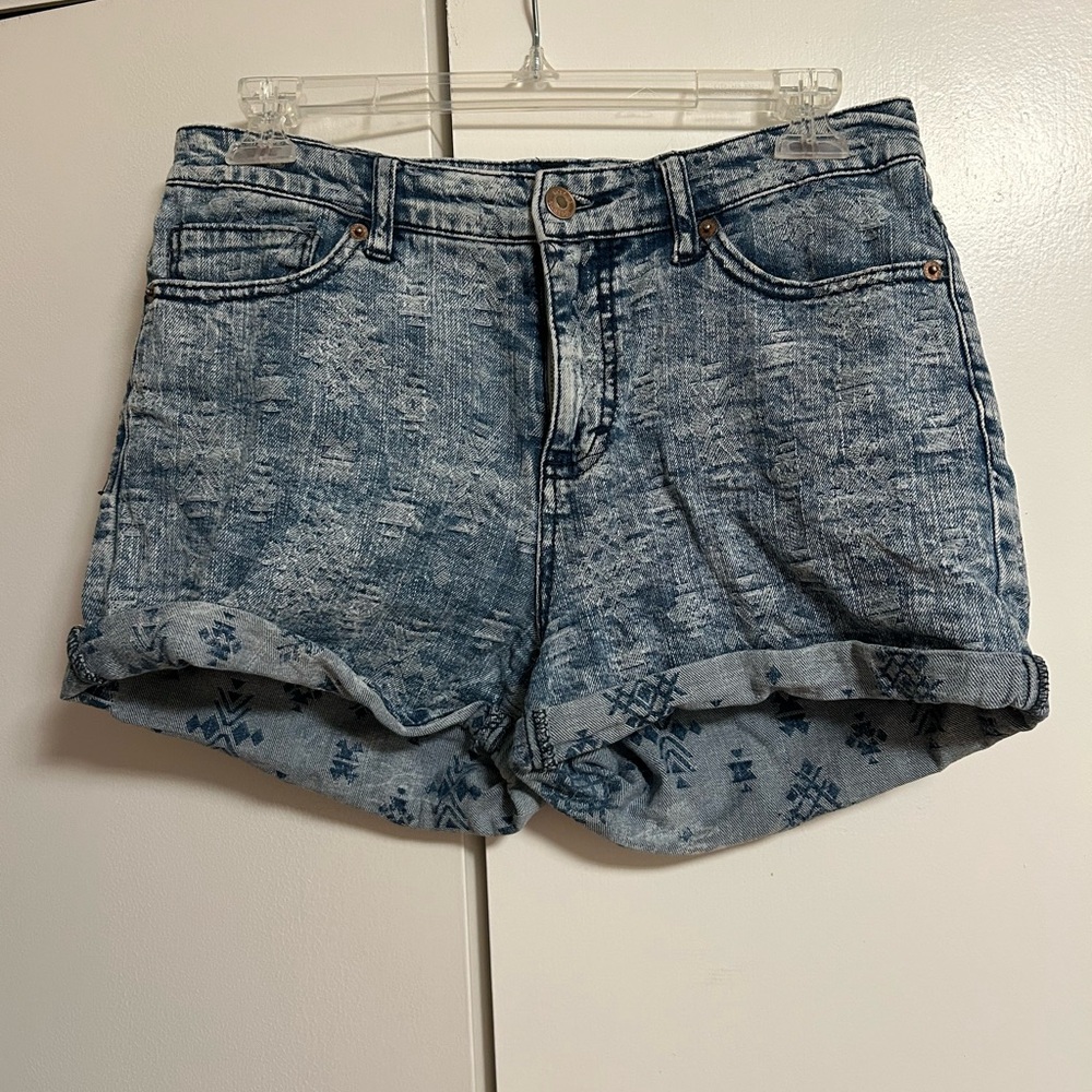 Mossimo Supply Co. Blue Patterned Jean Shorts